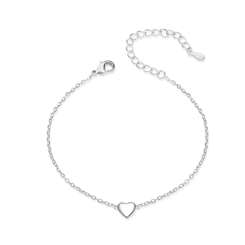 ALEXCRAFT Armband Damen Silber 925 mit Herz Armkette Schmuck Verstellbare Kette Valentinstag Muttertag Geburtstags Weihnachten für Sie Frauen Freundin Mama Geschenke 17+5cm von ALEXCRAFT