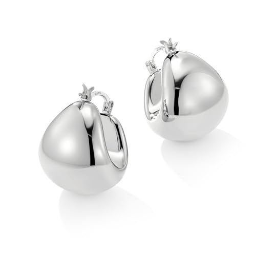 ALEXCRAFT Breit Ohrringe Silber 925 Creolen Damen Chunky Silver Hoop Earrings für Frauen Freundin Mama Mädchen ALEXCRAFT Breit Ohrringe Silber 925 Creolen Damen Chunky Silver Hoop Earrings für Frauen Freundin Mama Mädchen von ALEXCRAFT