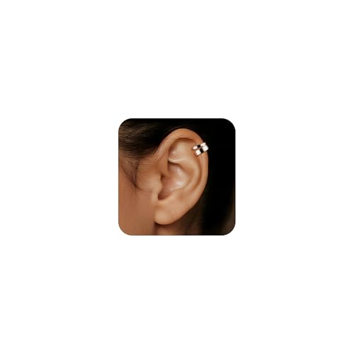 ALEXCRAFT Ear Cuff Silber Groß Chunky Edelstahl Ohrringe Für Damen Clip On Ohrklemme Silber Conch Piercing Wasserfest Climber Fake Ohrmanschette Earcuffset von ALEXCRAFT