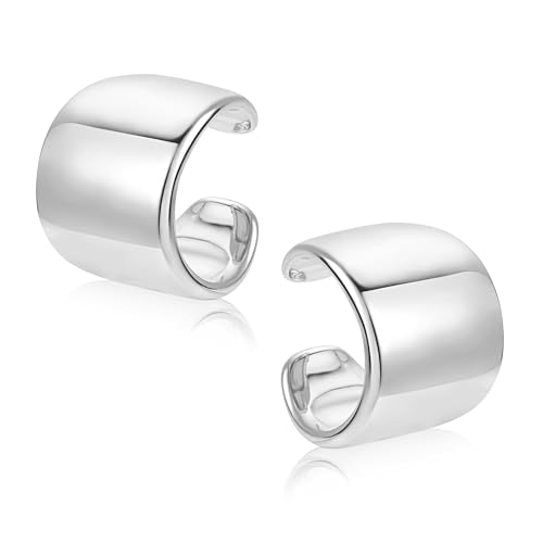 ALEXCRAFT Chunky Ear Cuff Silber Edelstahl Non-Piercing Fake Helix Knorpel Manschette Ohrringe Conch Manschetten Ohrringe für Frauen Freundin Mama von ALEXCRAFT