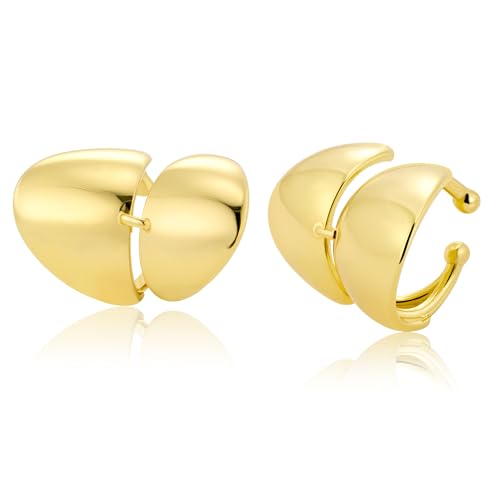 ALEXCRAFT Ear Cuff Gold Ohrklemme Helix Ohrring Earcuffs Creolen Chunky Edelstahl Clip On Climber Conch Fake Ohrmanschette von ALEXCRAFT