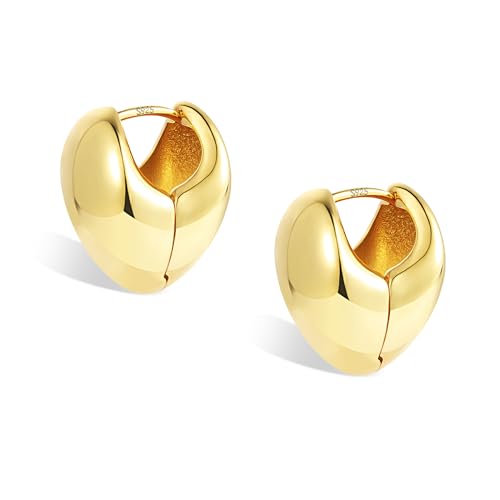 ALEXCRAFT Dicke Ohrringe Gold Creolen 14K Chunky Hoops Gold für Frauen Freundin Mama Mädchen von ALEXCRAFT