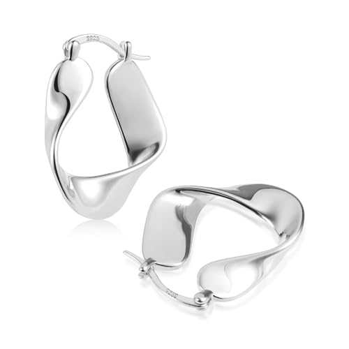 ALEXCRAFT Irregular Chunky Ohrringe Silber 925 Creolen Damen Geschenk für Frauen Freundin Mama Mädchen ALEXCRAFT Irregular Chunky Ohrringe Silber 925 Creolen Damen Geschenk für Frauen Freundin Mama Mädchen von ALEXCRAFT