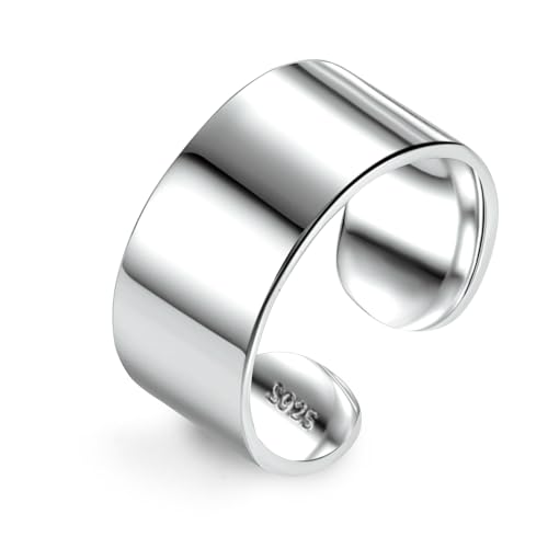 ALEXCRAFT Chunky Ring Silber 925 Damen Herren Offene Verstellbare Geschenke für Frauen Freundin Mama Mädchen Valentinstag 10mm von ALEXCRAFT