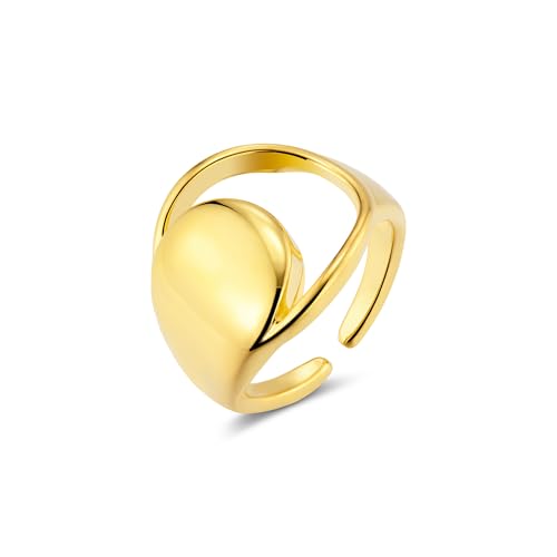 ALEXCRAFT Chunky Ringe Damen Gold Wasserfest Durchbrochene Linie Freundin Temperament Persönlichkeit Ringe Mama Engagement Promise Verstellbar Ring Schmuck für Damen Frauen von ALEXCRAFT