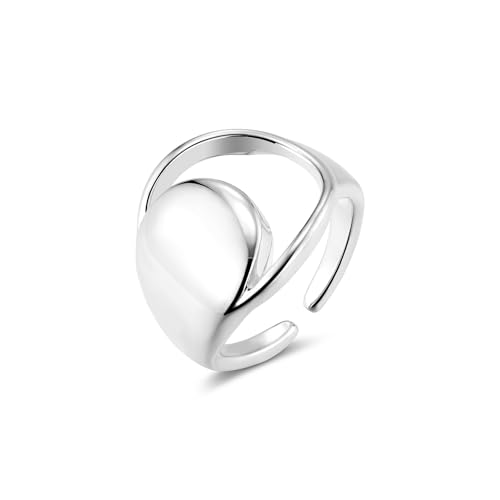 ALEXCRAFT Chunky Ringe Damen Silber Wasserfest Durchbrochene Linie Freundin Temperament Persönlichkeit Ringe Mama Engagement Promise Verstellbar Ring Schmuck für Damen Frauen von ALEXCRAFT