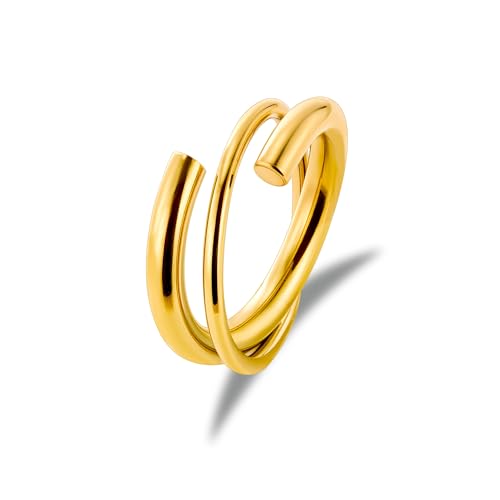 ALEXCRAFT Ring Damen Gold Ring Gold Wasserfest Edelstahl Rings Damen 52 Frauen Freundin Mama Engagement Promise von ALEXCRAFT