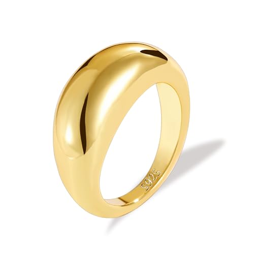 ALEXCRAFT Chunky Ringe Gold Wasserfest Damen für Frauen Freundin Mama Engagement Promise Ring Schmuck von ALEXCRAFT