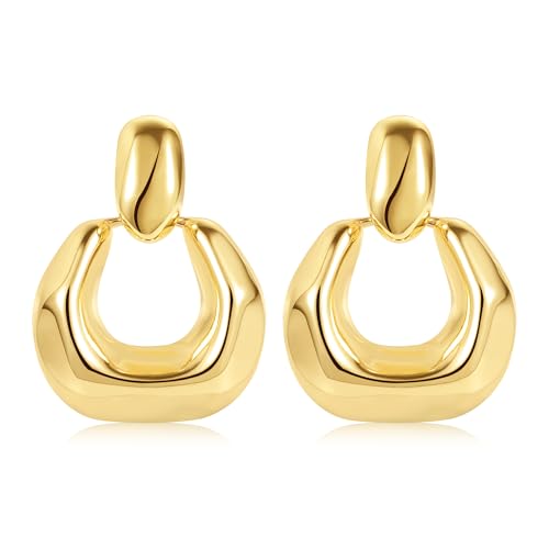 ALEXCRAFTChunky Statement Ohrringe Gold Hängend Groß 14K Goldene Ohrringe Damen für Frauen Freundin Mama von ALEXCRAFT