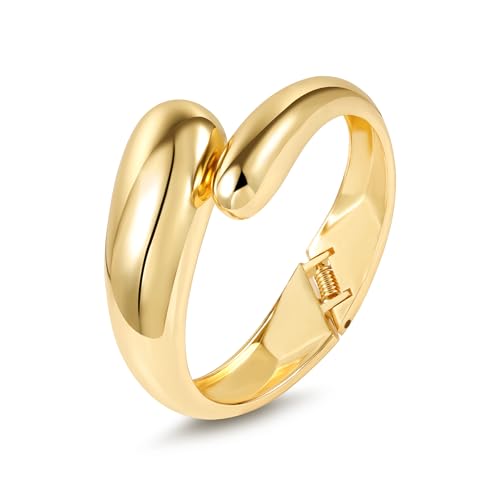 ALEXCRAFT Chunky Tropfen Armreif Gold Armband Damen Valentinstag Bracelet Women Statement Schmuck für Sie Frauen Freundin Mama von ALEXCRAFT