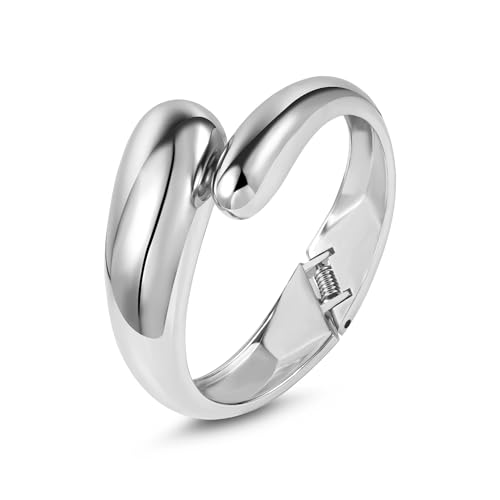 ALEXCRAFT Chunky Tropfen Armreif Silber Armband Damen Valentinstag Bracelet Women Statement Schmuck für Sie Frauen Freundin Mama von ALEXCRAFT