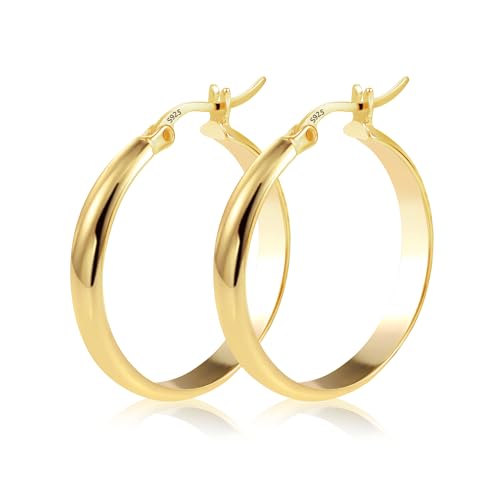 ALEXCRAFT 14K Creolen Gold Groß für Damen Goldener Ohrringe Vergoldet Chunky Gold Hoop Earrings Geschenk für Frauen Freundin Mama Mädchen von ALEXCRAFT