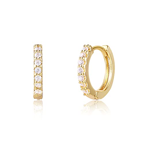 ALEXCRAFT Cubic Zirkonia Creolen Gold 14K Ohrringe Gold Goldene Ohrringe Damen Hypoallergen Hoop Earrings von ALEXCRAFT