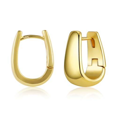 ALEXCRAFT Dick Creolen Gold Ohrringe Klein Damen 14K Vergoldete Ohrringe Geschenk für Frauen Freundin Mama Mädchen von ALEXCRAFT