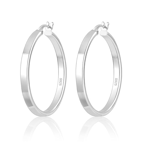 ALEXCRAFT Dick Creolen Silber 925 Groß Damen Ohrringe Silver Hoop Earrings Geschenk für Frauen Freundin Mama Mädchen von ALEXCRAFT