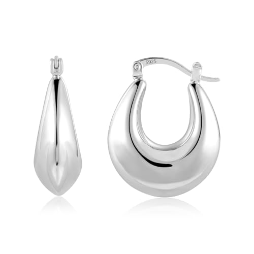 ALEXCRAFT Dick Creolen Ohrringe Silber 925 für Damen Chunky Hoops Silber Geschenk für Frauen Freundin Mama Mädchen ALEXCRAFT Dick Creolen Ohrringe Silber 925 für Damen Chunky Hoops Silber Geschenk für Frauen Freundin Mama Mädchen von ALEXCRAFT