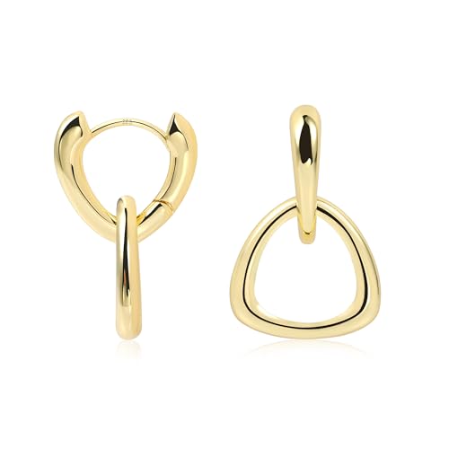 ALEXCRAFT Dicke Drop Ohrringe Gold Hängend Dreieck Triangle Creolen Chunky Gold Dangle Hoop Earrings für Frauen Freundin Mama von ALEXCRAFT