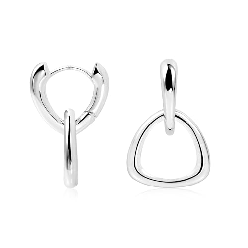 ALEXCRAFT Dicke Drop Dreieck Ohrringe Silber 925 Hängend Creolen Damen Chunky Silver Dangle Earrings for Women für Frauen Freundin Mama von ALEXCRAFT