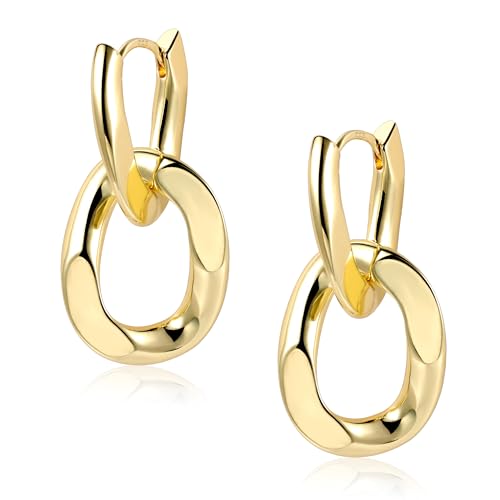 ALEXCRAFT Dicke Drop Ohrringe Gold Hängend Chunky Goldene Creolen Damen für Frauen Freundin Mama von ALEXCRAFT