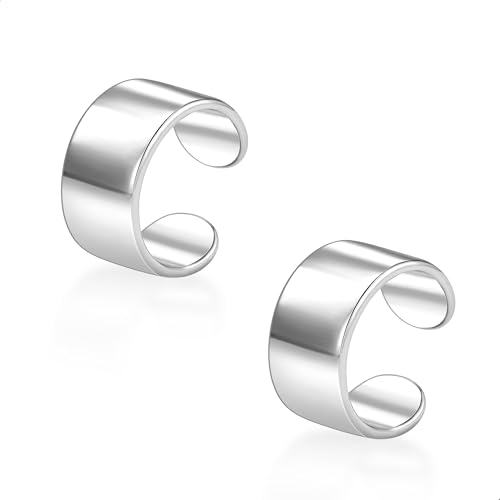 ALEXCRAFT Dicke Ear Cuff Silber Set Wasserfest Non-Piercing Ohrringe Fake Helix Knorpel Ohrmanschette Ohne Ohrloch Wickelohrring Fakepircings Ohr Cuffs Ohrklemme für Frauen Freundin Mama von ALEXCRAFT