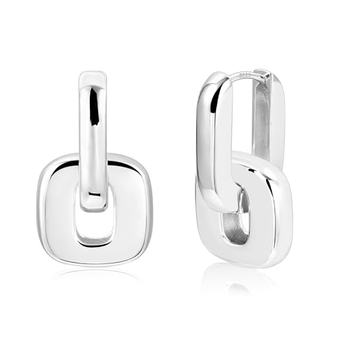 ALEXCRAFT Dicke Eckige Ohrringe Silber 925 Hängend Creolen Damen Chunky Silver Dangle Earrings for Women für Frauen Freundin Mama ALEXCRAFT Dicke Eckige Ohrringe Silber 925 Hängend Creolen Damen Chunky Silver Dangle Earrings for Women für Frauen Freundin Mama von ALEXCRAFT