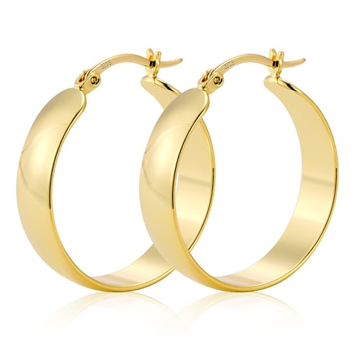 ALEXCRAFT Dicke Ohrringe Gold Groß Creolen 14K Goldene Ohrringe Damen Chunky Large Gold Hoop Earrings für Frauen Freundin Mama Mädchen 30MM von ALEXCRAFT