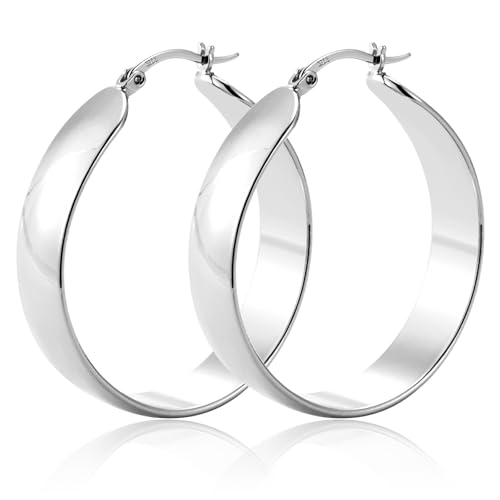 ALEXCRAFT Dicke Ohrringe Silber 925 Groß Creolen Damen Chunky Large Silver Hoop Earrings für Frauen Freundin Mama Mädchen 50MM ALEXCRAFT Dicke Ohrringe Silber 925 Groß Creolen Damen Chunky Large Silver Hoop Earrings für Frauen Freundin Mama Mädchen 50MM von ALEXCRAFT