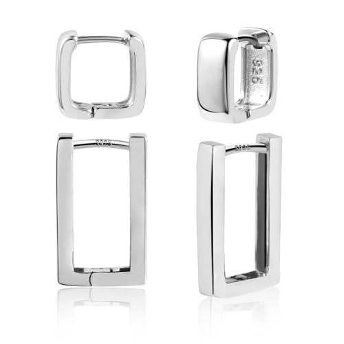 ALEXCRAFT Dicke Ohrringe Silber 925 Set Creolen Eckig Rechteckige Damen Geschenk für Frauen Freundin Mama Mädchen ALEXCRAFT Dicke Ohrringe Silber 925 Set Creolen Eckig Rechteckige Damen Geschenk für Frauen Freundin Mama Mädchen von ALEXCRAFT