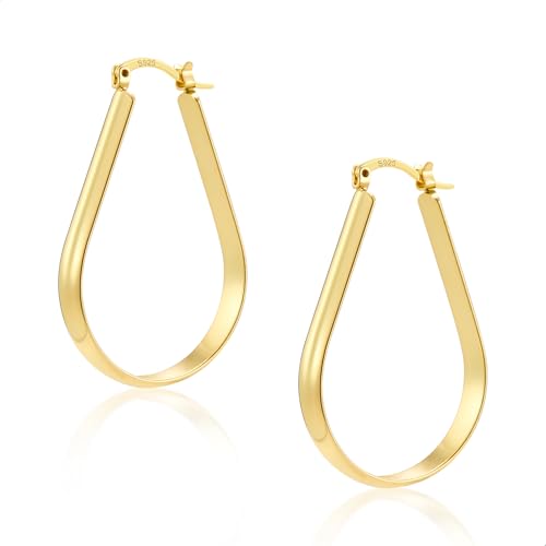 ALEXCRAFT Tropfen Chunky Creolen Gold Breit Ohrringe Große Dicke 14K Goldene Ohrringe Damen Large Gold Hoop Earrings für Frauen Freundin Mama Mädchen 30 * 45MM von ALEXCRAFT