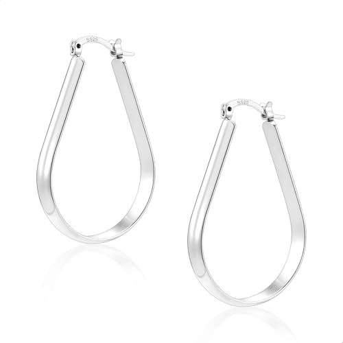 ALEXCRAFT Tropfen Breite Creolen Silber 925 Ohrringe Groß Chunky Large Silver Hoop Earrings Women für Damen Frauen Freundin Mama Mädchen 30 * 45MM von ALEXCRAFT