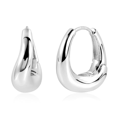 ALEXCRAFT Dicke Welle Ohrringe Silber 925 Creolen Damen Chunky Silver Hoop Earrings für Frauen Freundin Mama Mädchen von ALEXCRAFT