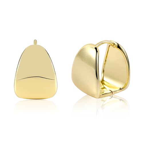 ALEXCRAFT Dicke Ohrringe Gold Creolen Breit 14K Chunky Gold Hoop Earrings Goldene Ohrringe Damen für Frauen Freundin Mama von ALEXCRAFT