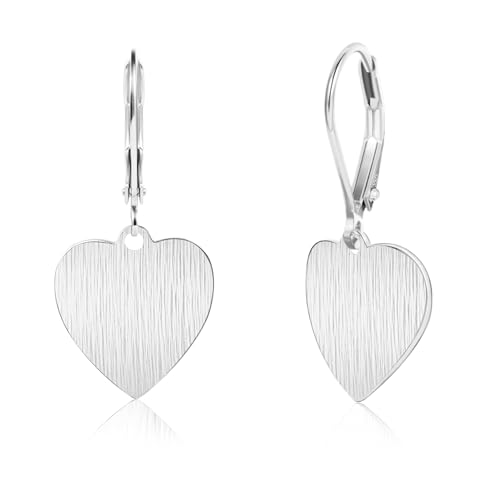 ALEXCRAFT Drop Herz Ohrringe Silber 925 Hängend Leaveback Silver Dangle Earrings for Women für Frauen Freundin Mama von ALEXCRAFT