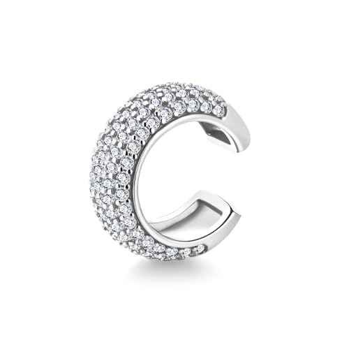 ALEXCRAFT Ohrklemme Silber Zirkonia Wasserfest Ear Cuff Silber Damen Piercing Fakes Ohr Conch Earcuff Silber Edelstahl Grosser Clip-On Earrings For Women Without Piercings von ALEXCRAFT