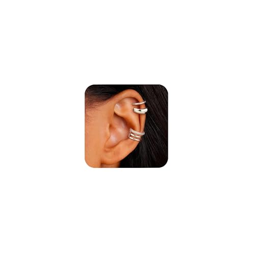 ALEXCRAFT Ear Cuff Silber Ster Wasserfest Ohrringe Ohr Conch Non-Piercing mit Zirkonia Fake klemmen Clip On Earrings for Women von ALEXCRAFT