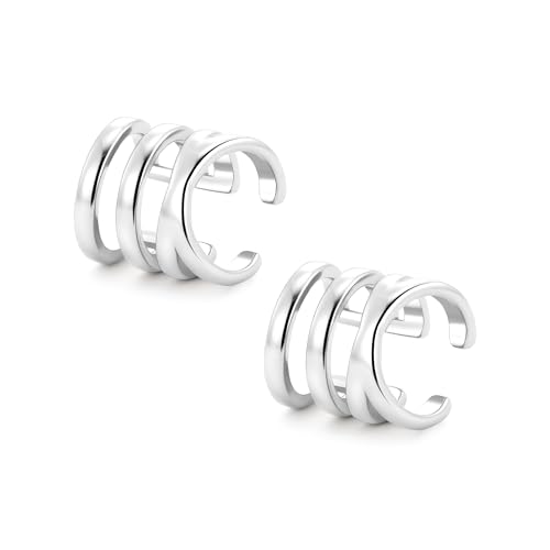 ALEXCRAFT Ear Cuff Silber Groß Ohrklemme Sterling Conch Ohr 92 Silber Clip On Ohrringe Damen Set Climber Ohrmanschette Earcuffs Silver Chunky Edelstahl Fakes klemmen von ALEXCRAFT