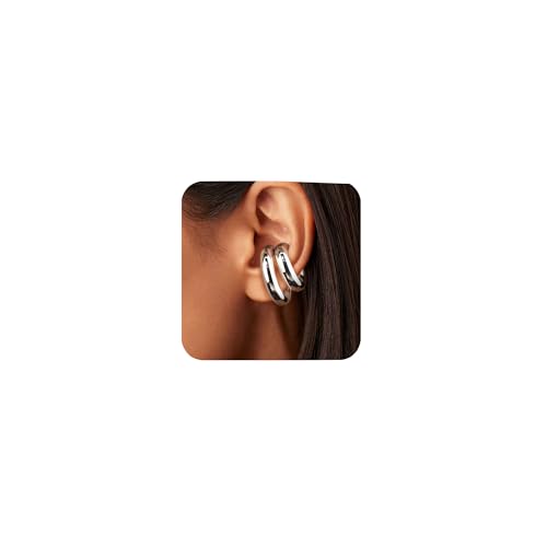 ALEXCRAFT Edelstahl Ear Cuff Silber Non-Piercing Fake Helix Knorpel Manschette Ohrringe Conch Manschetten Ohrringe für Frauen Freundin Mama von ALEXCRAFT
