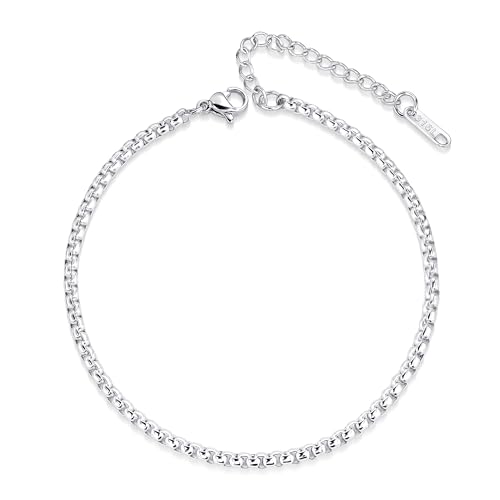 ALEXCRAFT Edelstahl Fussketten für Frauen Cuban Fußkettchen für Damen Silber 3mm Breit 22cm Länge ALEXCRAFT Edelstahl Fussketten für Frauen Cuban Fußkettchen für Damen Silber 3mm Breit 22cm Länge von ALEXCRAFT