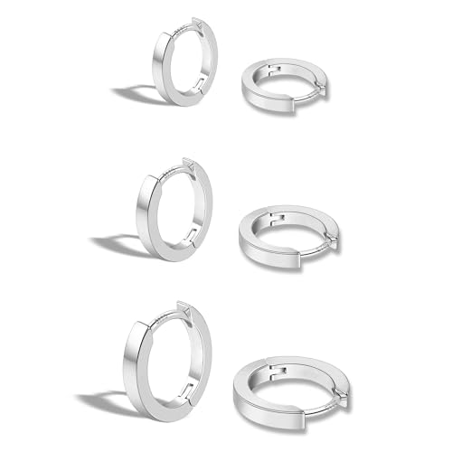 ALEXCRAFT Herren Ohrringe Silber 925 Breit Edelstahl Creolen Männer Damen Set Earrings Men von ALEXCRAFT