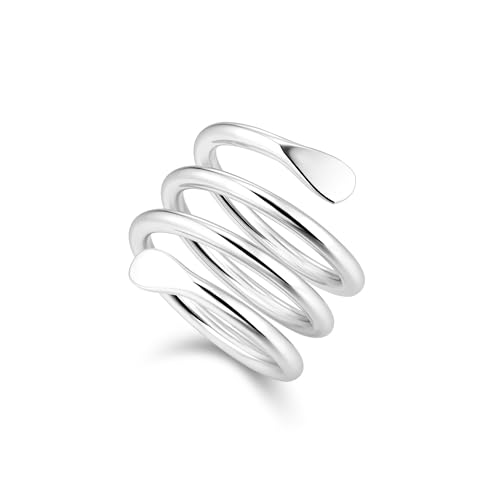 ALEXCRAFT Ringe Damen Silber Ringe Verstellbar Edelstahl Frauen Statement Ring Herren Silber Ringe Silber Damen Verstellbar Groß Chunky von ALEXCRAFT