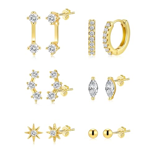 ALEXCRAFT Ohrringe Gold Creolen Helix Piercings Gold Chirurgenstahl Set Conch Tragus Klein Goldene Ohrringe Damen Ohrstecker Ohrloch Stecher von ALEXCRAFT