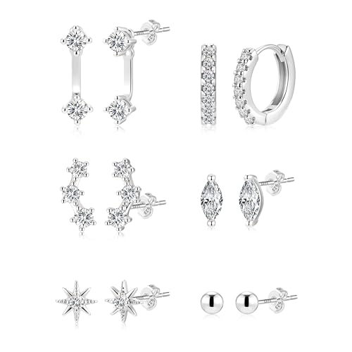 ALEXCRAFT Ohrringe Silber Piercing Clip Ohrringe Ohr Chirurgenstahl Helix Piercings Silber 925 Post Set Conch Tragus Klein Ohrstecker Silber Ohrloch Stecher von ALEXCRAFT