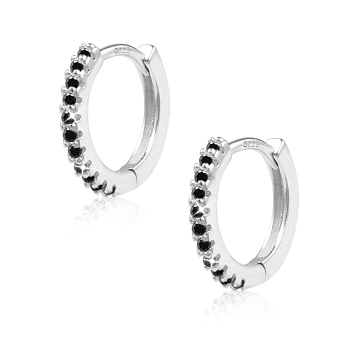 ALEXCRAFT Glitzer Zirkonia Ohrringe Silber 925 Creolen Damen Silver Hoop Earrings für Frauen Freundin Mama Mädchen von ALEXCRAFT