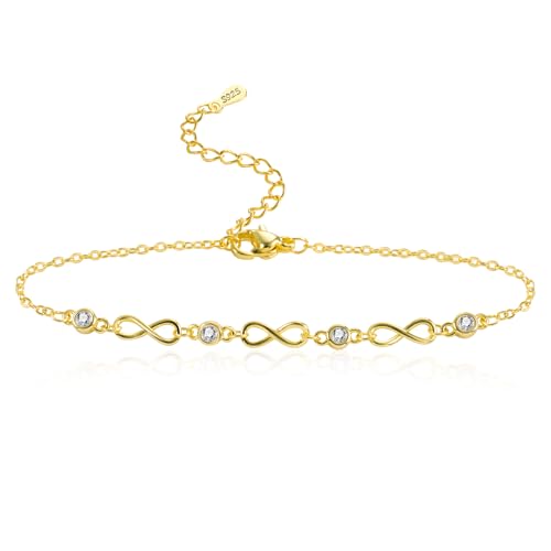 ALEXCRAFT Gold Armband für Damen - Unendlichkeit Silber Armband Verstellbare Armband mit Zirkonia Infinity Armschmuck Silber Freundschafts Armband Geschenke für Frauen und Mädchen 17+5cm ALEXCRAFT Gold Armband für Damen - Unendlichkeit Silber Armband Verstellbare Armband mit Zirkonia Infinity Armschmuck Silber Freundschafts Armband Geschenke für Frauen und Mädchen 17+5cm von ALEXCRAFT