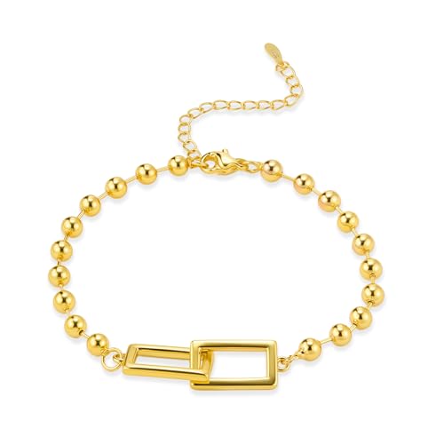 ALEXCRAFT Gold Armband für Damen - Perlenarmband Verstellbare Doppel Quadratkreuz Armbänder Armschmuck Freundschaftsarmband für Frauen und Mädchen Geschenke 17+5cm ALEXCRAFT Gold Armband für Damen - Perlenarmband Verstellbare Doppel Quadratkreuz Armbänder Armschmuck Freundschaftsarmband für Frauen und Mädchen Geschenke 17+5cm von ALEXCRAFT
