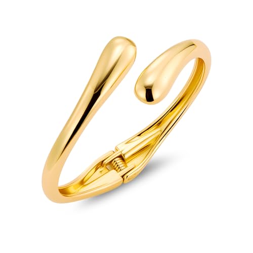 Gold Armreif Damen Armband, ALEXCRAFT 14K Vergoldet Armbänder Einfacher Offen Verstellbare Armreif Klobig Chunky Dick Groß Wassertropfen Umarmungs Armkette Gold Armbänder Damen Frauen Schmuck von ALEXCRAFT