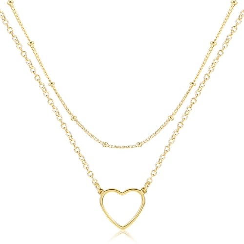 ALEXCRAFT Gold Halskette Layered Damen, Kette Layered mit Herz Anhänger Mehrreihige Halskette Hypoallergene Personalisierte Kette Modeschmuck Halskette für Frauen ALEXCRAFT Gold Halskette Layered Damen, Kette Layered mit Herz Anhänger Mehrreihige Halskette Hypoallergene Personalisierte Kette Modeschmuck Halskette für Frauen von ALEXCRAFT
