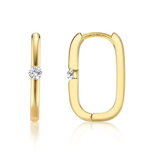 ALEXCRAFT Gold Ohrringe Eckige Creolen Damen, 14K Vergoldete Ohrring Rechteckige Kleine Gold Creolen mit Zirkonia Creole Eckig Klein Golden Ohrringe mit Stein Creole Klein Damen Frauen ALEXCRAFT Gold Ohrringe Eckige Creolen Damen, 14K Vergoldete Ohrring Rechteckige Kleine Gold Creolen mit Zirkonia Creole Eckig Klein Golden Ohrringe mit Stein Creole Klein Damen Frauen von ALEXCRAFT