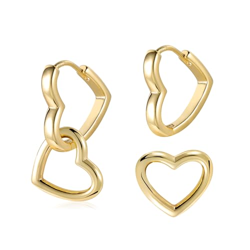ALEXCRAFT Gold Ohrringe Hängend Doppel Creolen Herz Liebe Herzform Ohrringe mit Anhänger Herz Silber 925 Ohrringe Hängend Gold Kleine Creolen Große Herz Ohrhänger Boho Tropfenohrringe Gold Damen ALEXCRAFT Gold Ohrringe Hängend Doppel Creolen Herz Liebe Herzform Ohrringe mit Anhänger Herz Silber 925 Ohrringe Hängend Gold Kleine Creolen Große Herz Ohrhänger Boho Tropfenohrringe Gold Damen von ALEXCRAFT