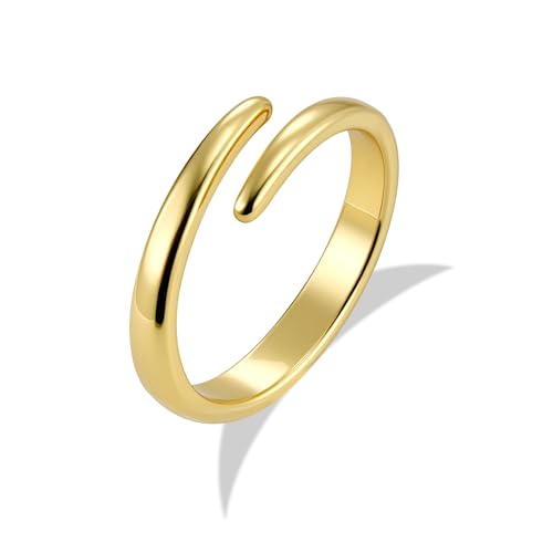 ALEXCRAFT Gold Ringe für Damen Herren, Offene Finger Ringe Verstellbar Daumen Stapelbar Dünner Ring Offene Knuckle Ring 6-8 Size für Frauen Männer von ALEXCRAFT